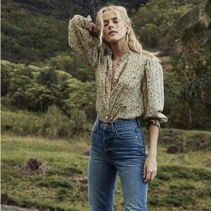 Doen Swan Blouse in Sunshine Poppy Bell Floral Size M